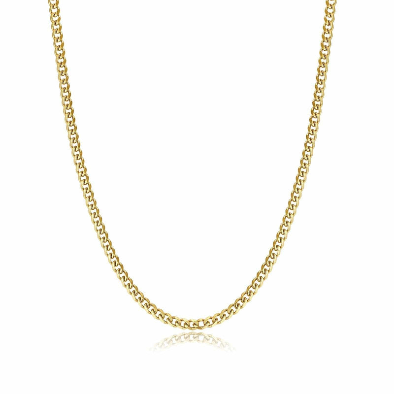 Herrenkette | Gliederkette Stilvoll Robust Langlebig Silber Vielseitig-3 mm-Gold-Luzern Mode