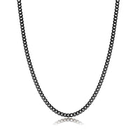 Herrenkette | Gliederkette Stilvoll Robust Langlebig Silber Vielseitig-3 mm-Schwarz-Luzern Mode