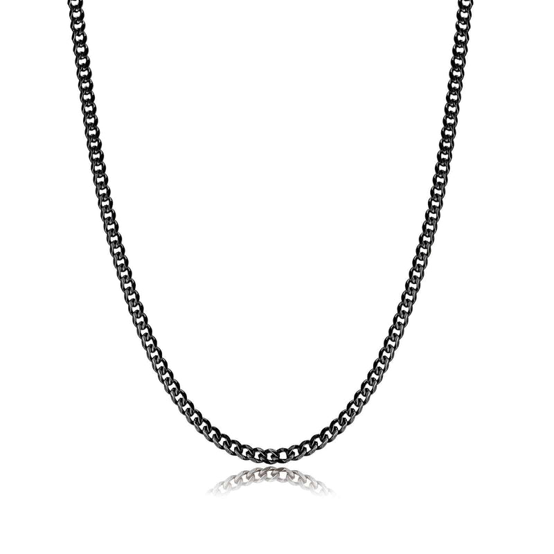 Herrenkette | Gliederkette Stilvoll Robust Langlebig Silber Vielseitig-3 mm-Schwarz-Luzern Mode