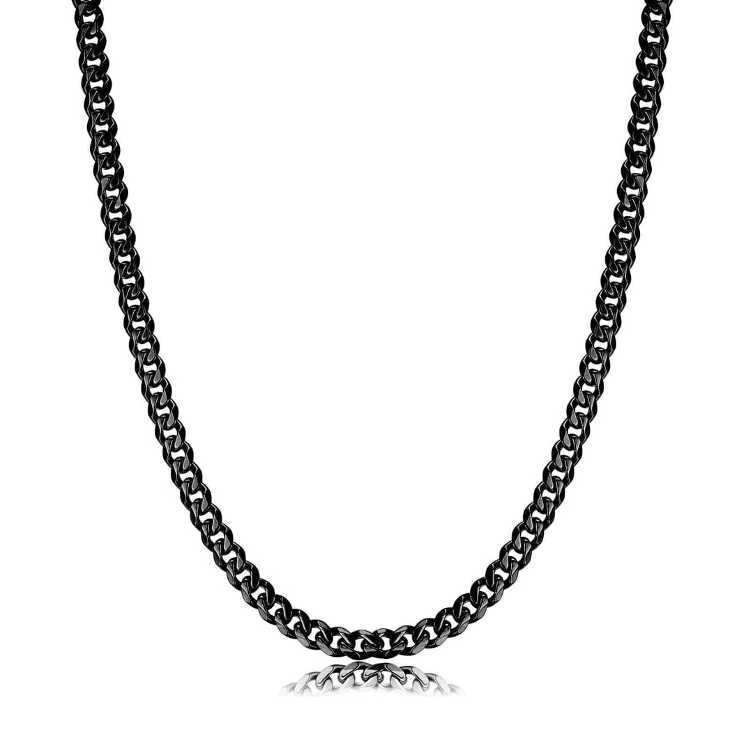 Herrenkette | Gliederkette Stilvoll Robust Langlebig Silber Vielseitig-5 mm-Schwarz-Luzern Mode