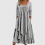 Herzdekor Damenkleid mit Taschen - Elegantes Maxikleid-Grau-S-Luzern Mode