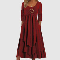 Herzdekor Damenkleid mit Taschen - Elegantes Maxikleid-Rot-S-Luzern Mode