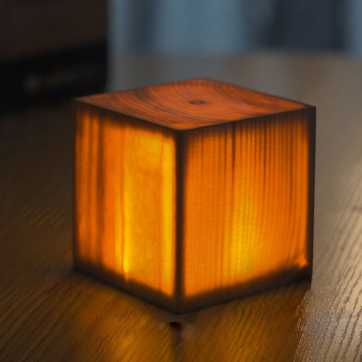 Tischlampe | Holzoptik Stilvoll Modern Langlebig Wiederaufladbar Vielseitig-Quadrat-8cm x 8cm x 9cm-Luzern Mode