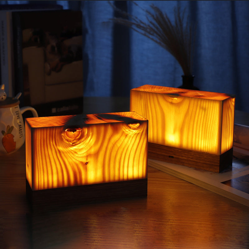 Tischlampe | Holzoptik Stilvoll Modern Langlebig Wiederaufladbar Vielseitig-Rechteck-17cm x 6cm x 11cm-Luzern Mode