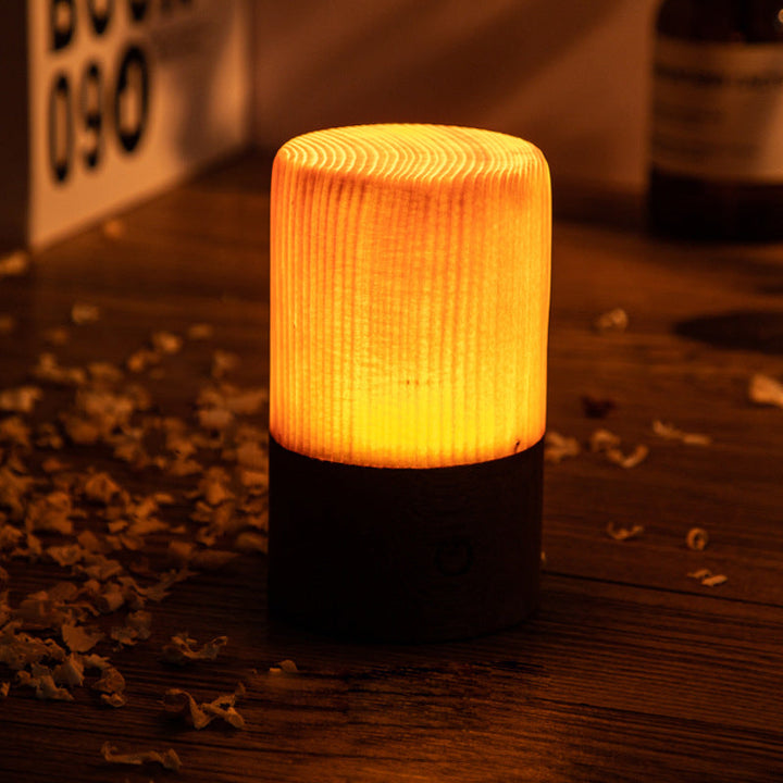 Tischlampe | Holzoptik Stilvoll Modern Langlebig Wiederaufladbar Vielseitig-Zylinder-6cm x 7.5cm-Luzern Mode