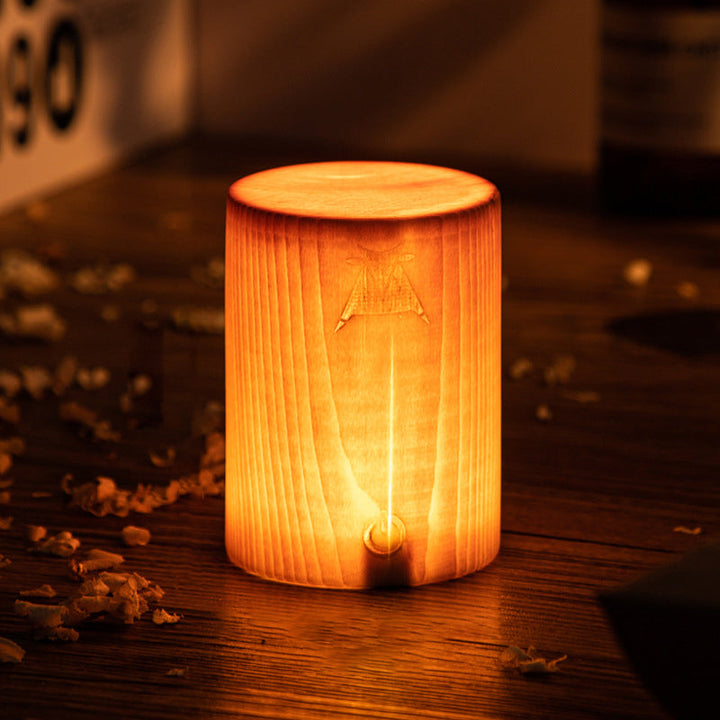 Tischlampe | Holzoptik Stilvoll Modern Langlebig Wiederaufladbar Vielseitig-Zylinder-6cm x 8cm-Luzern Mode
