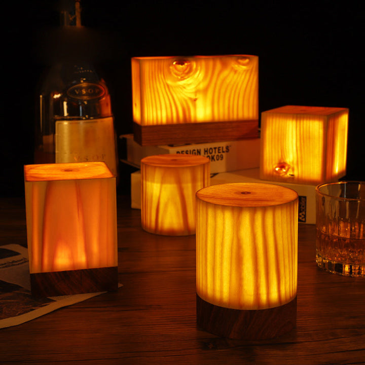 Tischlampe | Holzoptik Stilvoll Modern Langlebig Wiederaufladbar Vielseitig-Luzern Mode