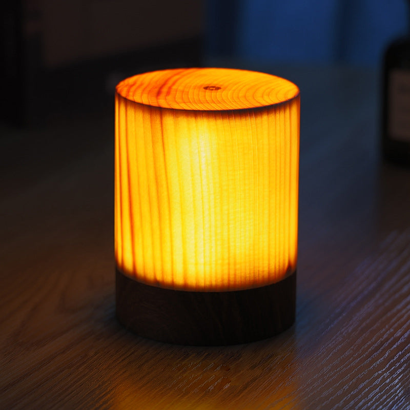 Tischlampe | Holzoptik Stilvoll Modern Langlebig Wiederaufladbar Vielseitig-Zylinder-8cm x 12cm-Luzern Mode