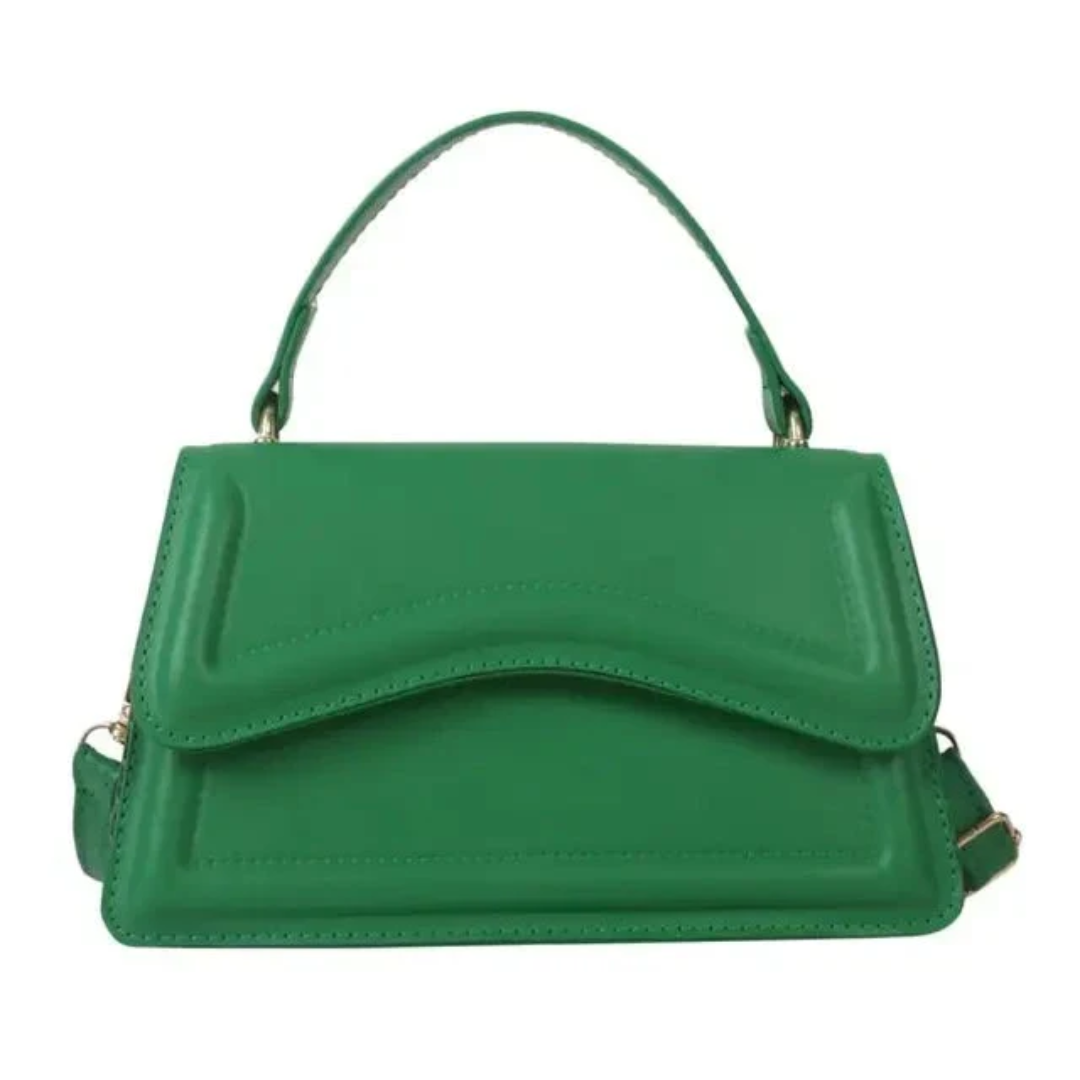 Luxuriöse Damenhandtasche aus Leder mit Schulterriemen-Grün-Luzern Mode