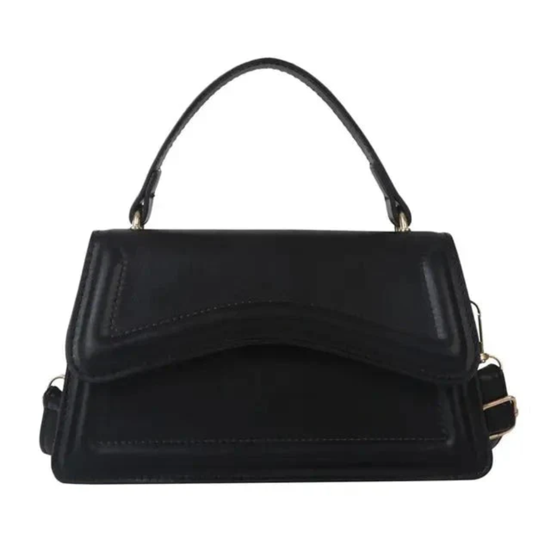 Luxuriöse Damenhandtasche aus Leder mit Schulterriemen-Schwarz -1-Luzern Mode