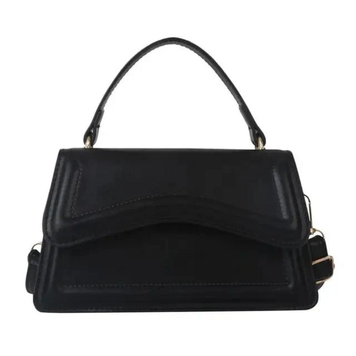 Luxuriöse Damenhandtasche aus Leder mit Schulterriemen-Schwarz -1-Luzern Mode