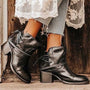 Damen Stiefeletten mit Blockabsatz und Schnürdetails-Zwart-35-Luzern Mode