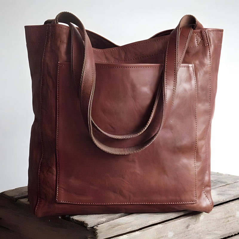 Hochwertige Ledertasche für Damen - Shopper Handtasche-Dunkelbraun-Luzern Mode