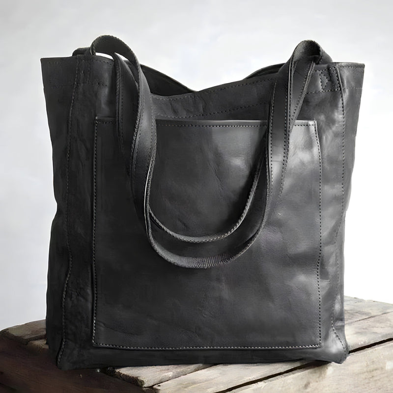 Hochwertige Ledertasche für Damen - Shopper Handtasche-Schwarz-Luzern Mode
