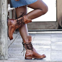 Damen Stiefeletten mit Nieten und Schnürung für Herbst/Winter-Luzern Mode