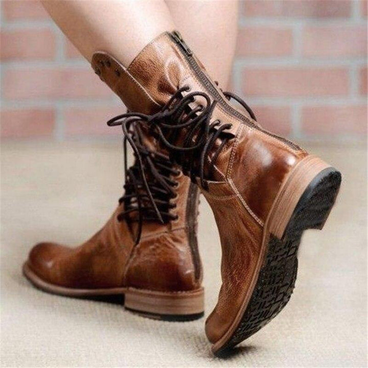 Damen Stiefeletten mit Nieten und Schnürung für Herbst/Winter-Luzern Mode