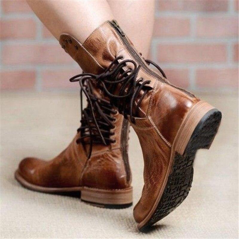 Damen Stiefeletten mit Nieten und Schnürung für Herbst/Winter-Luzern Mode