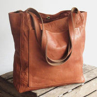 Vintage Leder Schultertasche Damen - Handgefertigte Tasche-Hellbraun-Luzern Mode