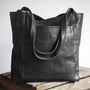 Vintage Leder Schultertasche Damen - Handgefertigte Tasche-Schwarz-Luzern Mode