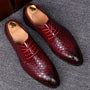 Herren Business Casual Lederschuhe mit Karomuster-Bordeauxrot-38-Luzern Mode
