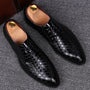 Herren Business Casual Lederschuhe mit Karomuster-Schwarz-38-Luzern Mode