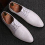 Herren Business Casual Lederschuhe mit Karomuster-Weiß-38-Luzern Mode