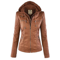 Damen Lederjacke mit Reißverschluss - Stilvoll und Elegant-Khaki-S-Luzern Mode