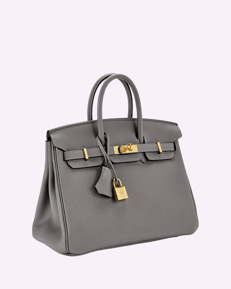 Damen Trenchcoat mit Handtasche und Jeans für Herbstmode-Grau-M-Luzern Mode