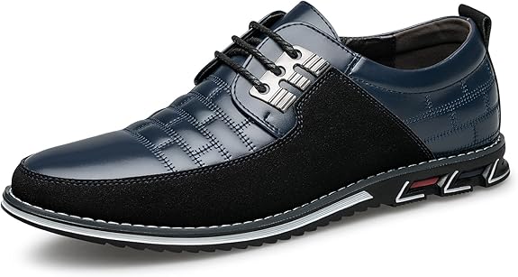 Herren Freizeitschuhe Leder Atmungsaktiv Rutschfest Komfort-Blau-40-Luzern Mode