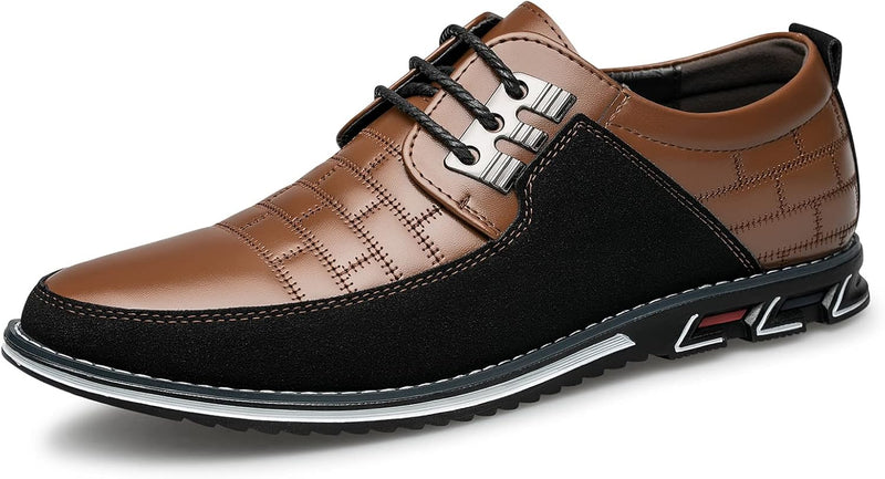 Herren Freizeitschuhe Leder Atmungsaktiv Rutschfest Komfort-Braun-40-Luzern Mode