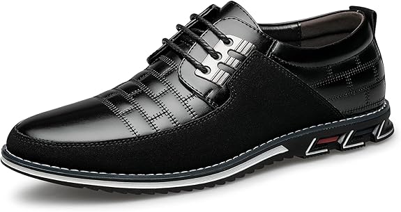 Herren Freizeitschuhe Leder Atmungsaktiv Rutschfest Komfort-Schwarz-40-Luzern Mode