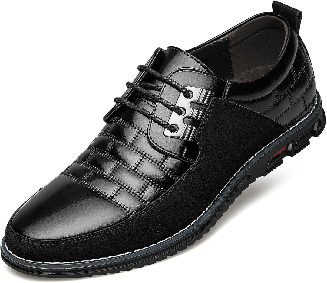 Herren Freizeitschuhe Leder Atmungsaktiv Rutschfest Komfort-Uni Schwarz-40-Luzern Mode