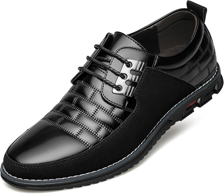 Herren Freizeitschuhe Leder Atmungsaktiv Rutschfest Komfort-Uni Schwarz-40-Luzern Mode