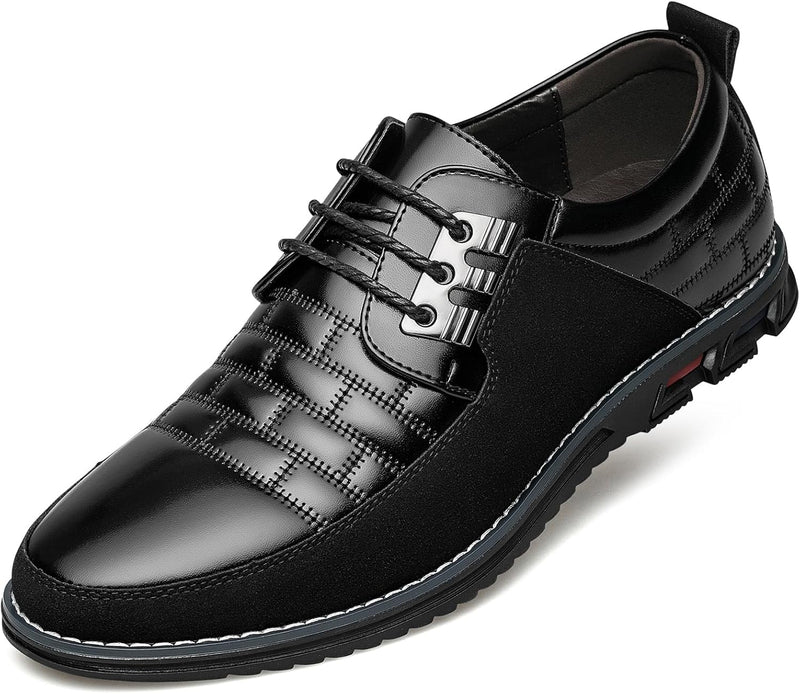 Herren Freizeitschuhe Leder Atmungsaktiv Rutschfest Komfort-Uni Schwarz-40-Luzern Mode