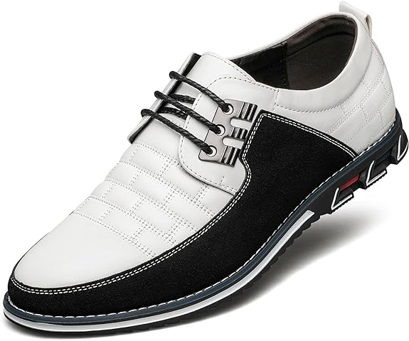 Herren Freizeitschuhe Leder Atmungsaktiv Rutschfest Komfort-Weiß-40-Luzern Mode