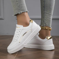 Damen Sneaker mit Glitzer-Detail - Bequeme Freizeitschuhe-Gold-36-Luzern Mode