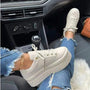 Damen Sneaker mit Plateau-Sohle - Bequeme Freizeitschuhe-Beige-36-Luzern Mode