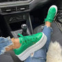 Damen Sneaker mit Plateau-Sohle - Bequeme Freizeitschuhe-Grün-36-Luzern Mode