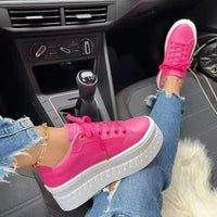 Damen Sneaker mit Plateau-Sohle - Bequeme Freizeitschuhe-Rosa-36-Luzern Mode