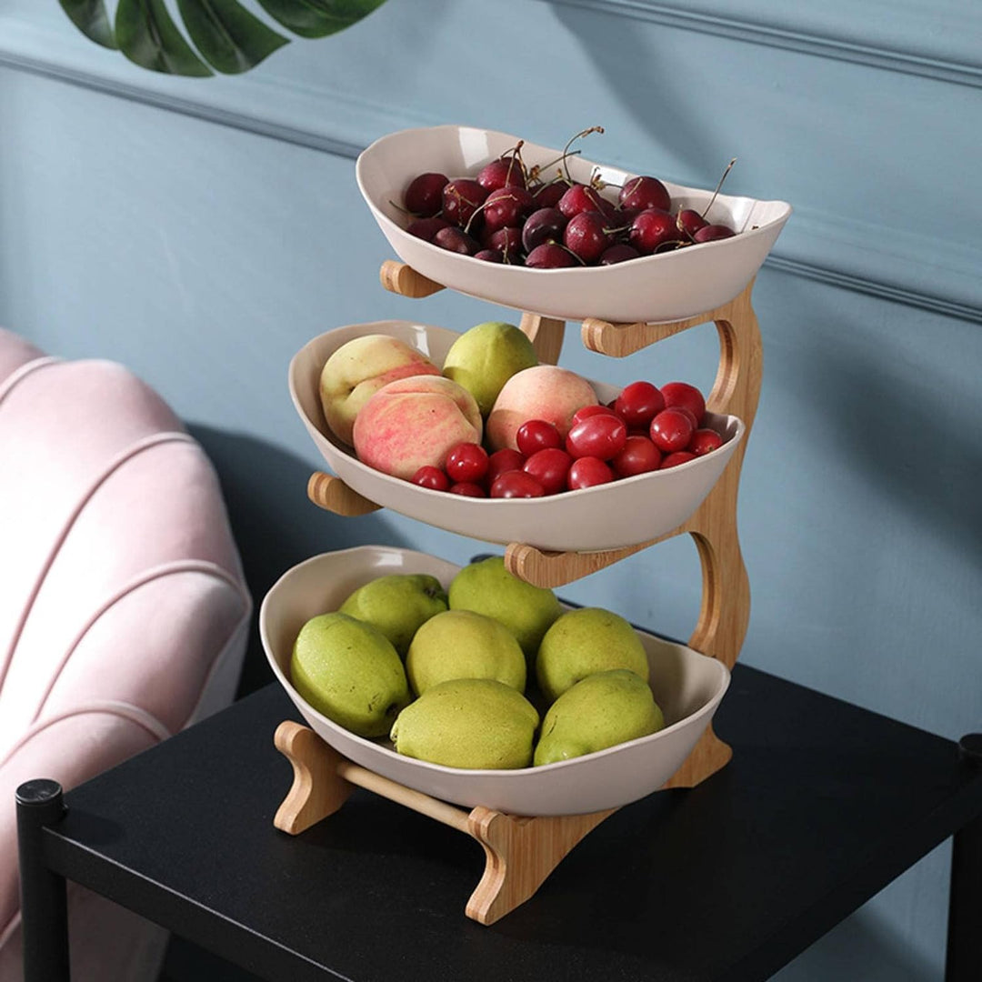 Obstschale | Ständer | 2-stöckig | 3-stöckig | Modern | Stilvoll | Langlebig-Beige (2-stöckig)-Luzern Mode