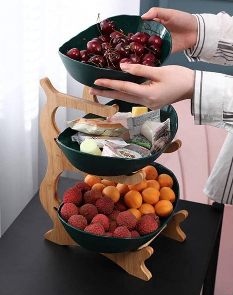 Obstschale | Ständer | 2-stöckig | 3-stöckig | Modern | Stilvoll | Langlebig-Grün (2-stöckig)-Luzern Mode
