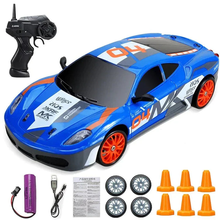 Mini Drift Auto | Wiederaufladbar Langlebiger Rennwagen mit Fernbedienung-Ferrari 360 Modena Blau-Luzern Mode