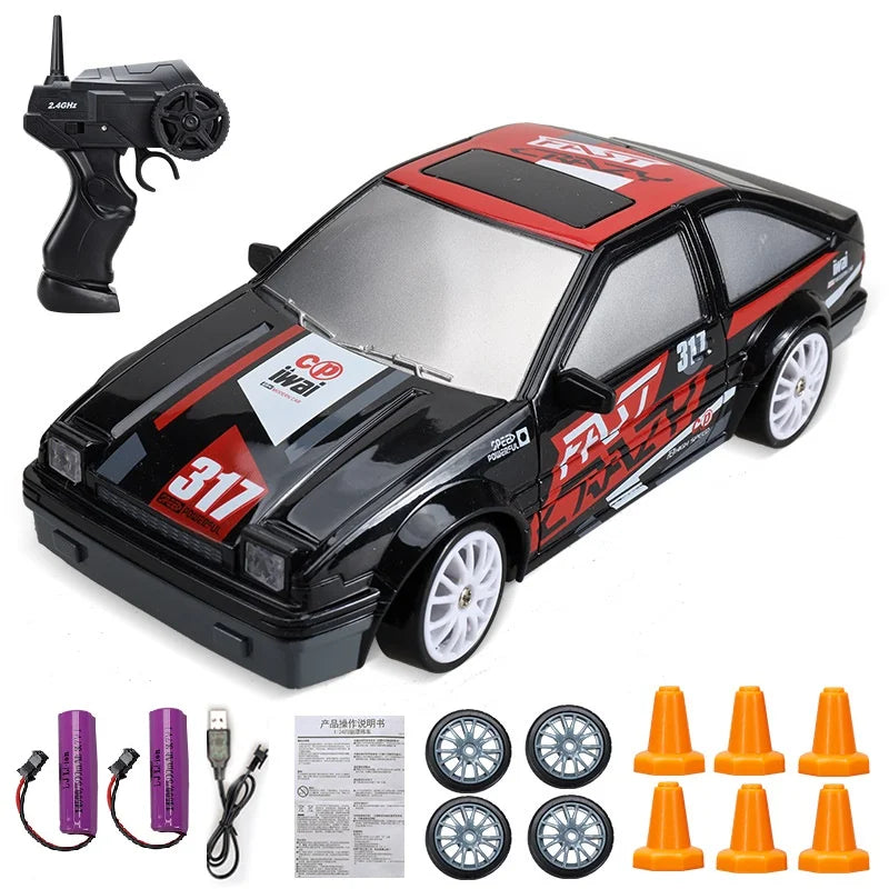 Mini Drift Auto | Wiederaufladbar Langlebiger Rennwagen mit Fernbedienung-HONDA 2x Batterie-Luzern Mode