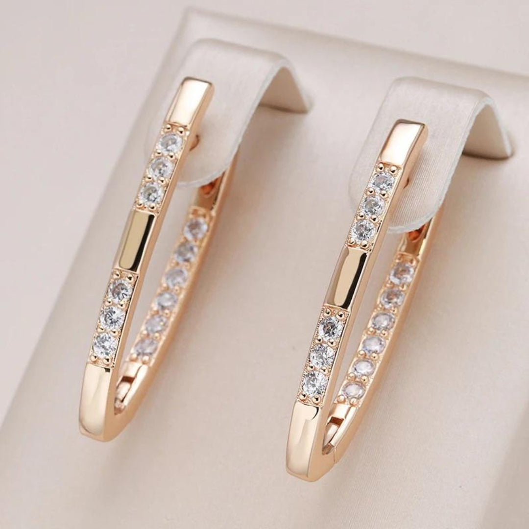 Runde Ohrringe | Steckverschluss Zirkonia Silber Gold Stilvoll Langlebig-Gold-Luzern Mode