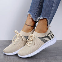 Damen Sneaker Strickstoff Atmungsaktiv Bequem Laufen-Beige-35-Luzern Mode