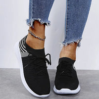 Damen Sneaker Strickstoff Atmungsaktiv Bequem Laufen-Schwarz-35-Luzern Mode