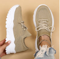 Damen Sneaker mit Strick-Obermaterial und Komfortsohle-Beige-35-Luzern Mode