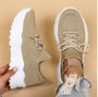Damen Sneaker mit Strick-Obermaterial und Komfortsohle-Beige-35-Luzern Mode
