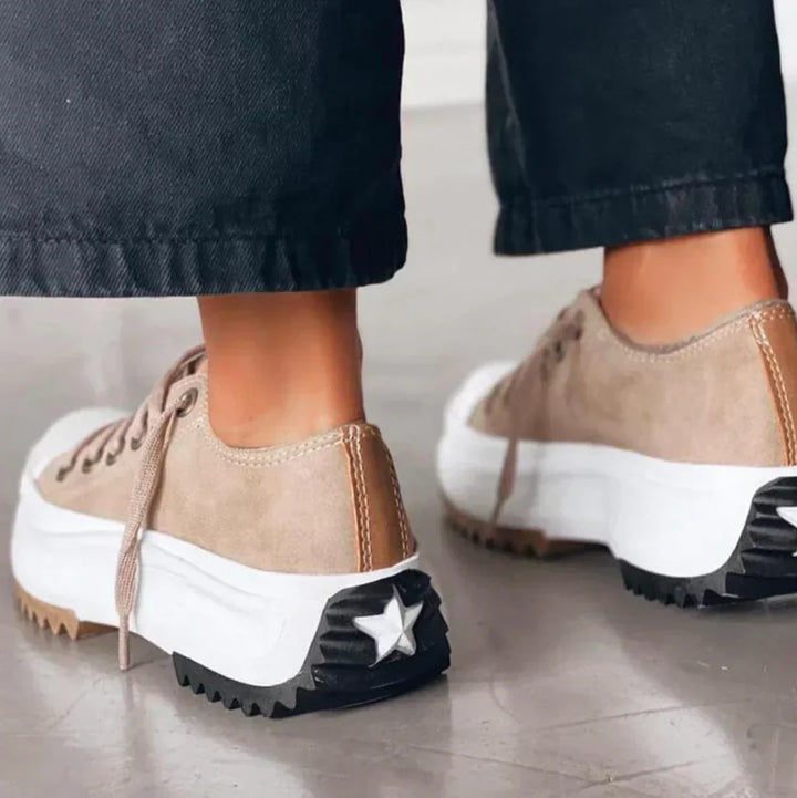 Damen Plateau Sneaker mit Keilabsatz und Schnürung-Luzern Mode