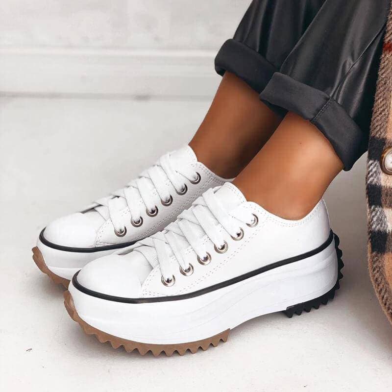 Damen Plateau Sneaker mit Keilabsatz und Schnürung-Luzern Mode